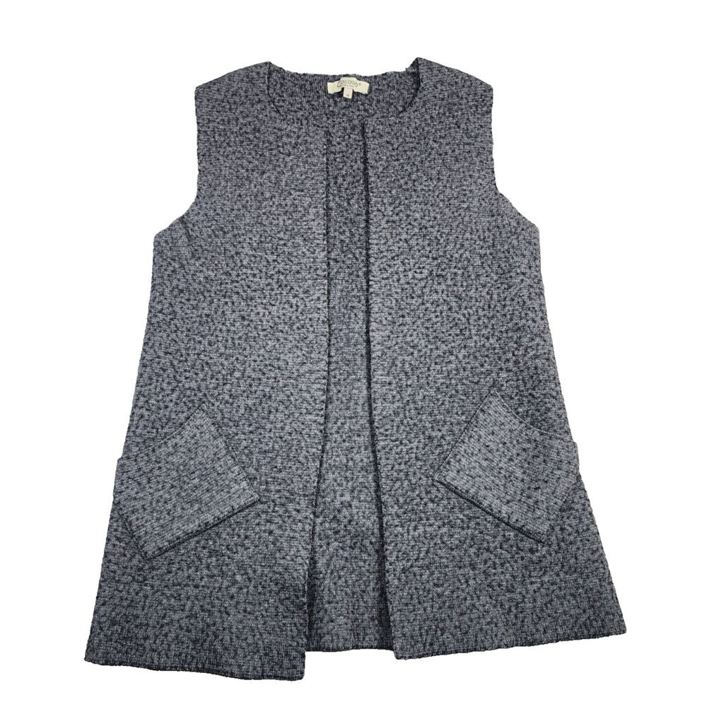 Cocogio Women's Chic Minimalist Merino Wool Blend Open Sweater‎ Vest Gray Size M
